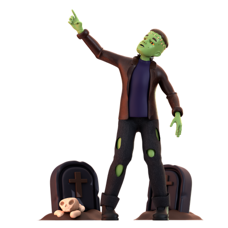 Frankenstein Zombie giving standing pose  3D Illustration