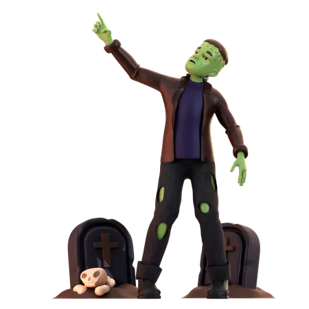 Frankenstein Zombie giving standing pose  3D Illustration