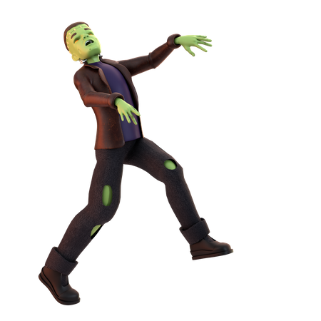 Frankenstein Zombie walking  3D Illustration