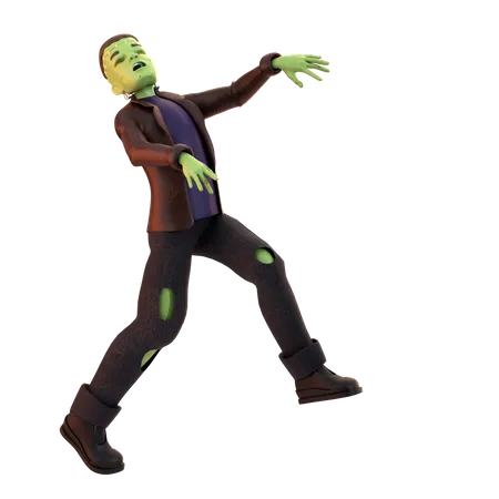 Frankenstein Zombie walking  3D Illustration