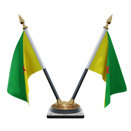 Französisch-Guayana Doppelter (V) Tischflaggenständer  3D Icon