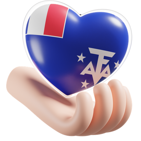 Französische Süd- und Antarktisgebiete Flagge Herz Handpflege  3D Icon