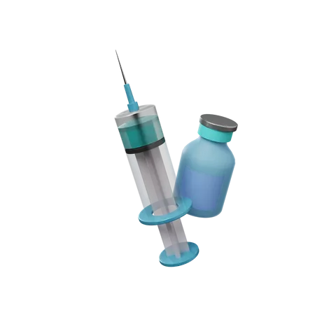 Frasco de injeção e vacina  3D Illustration