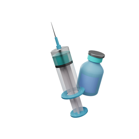 Frasco de inyección y vacuna.  3D Illustration