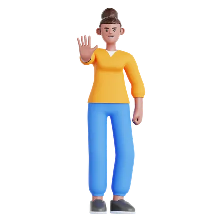 Ablehnungshaltung der Frau  3D Illustration