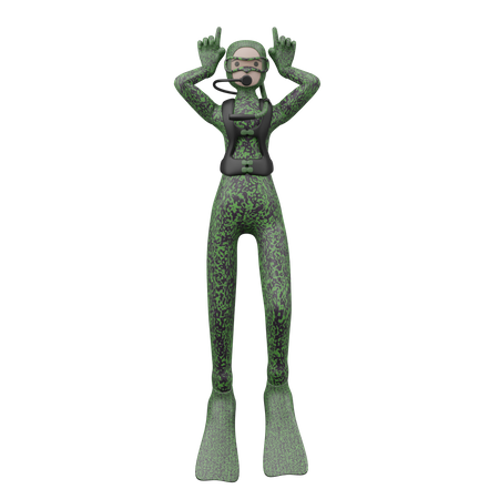 Frau beim Tauchen  3D Icon