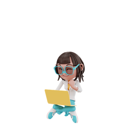Frau mit Laptop  3D Illustration