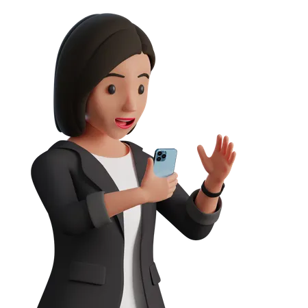 Frau mit Handy  3D Illustration