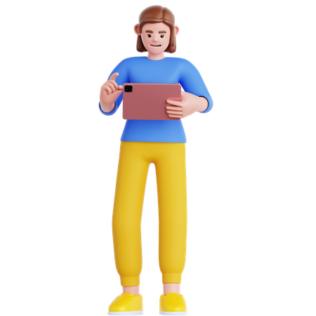 Frau mit Tablet  3D Illustration