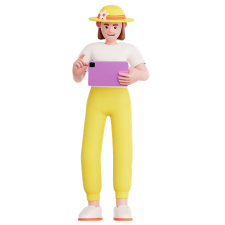 Frau mit Tablet  3D Illustration