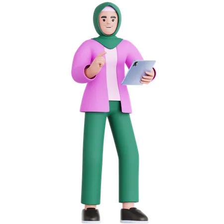 Frau mit Tablet  3D Illustration