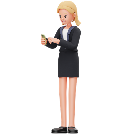 Frau benutzt Telefon  3D Illustration
