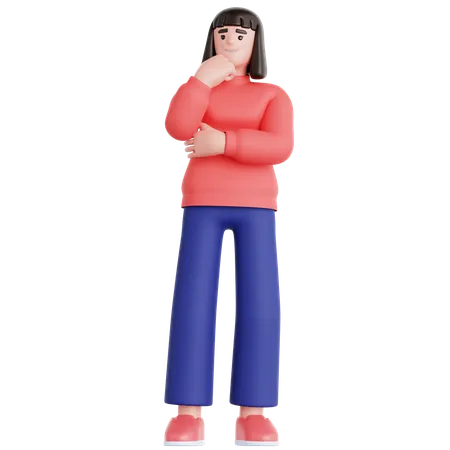 Frau besorgt  3D Illustration