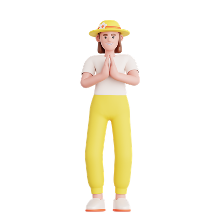 Frau betet  3D Illustration