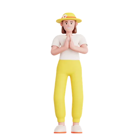 Frau betet  3D Illustration