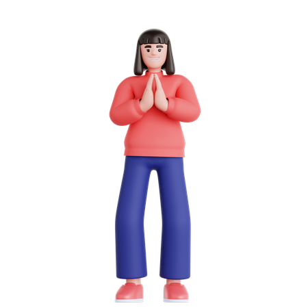 Frau betet  3D Illustration