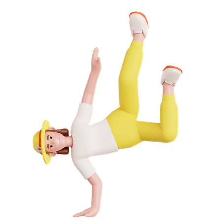 Frau Breakdance  3D Illustration