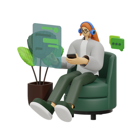 Frauen im Chat auf dem Sofa  3D Illustration
