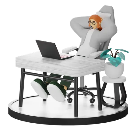Frauen tun Entspannung nach der Arbeit  3D Illustration