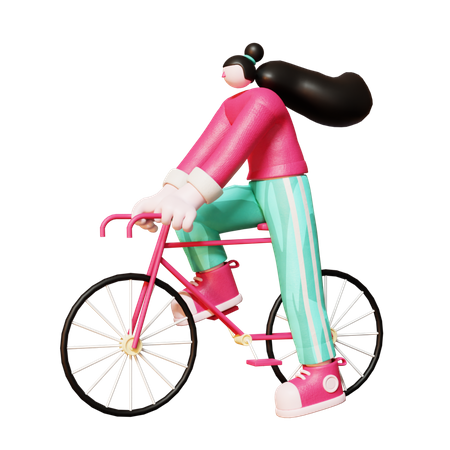 Frau auf dem Fahrrad  3D Illustration