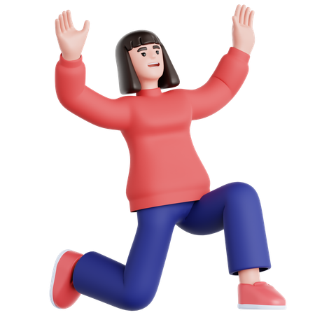 Frau feiert  3D Illustration