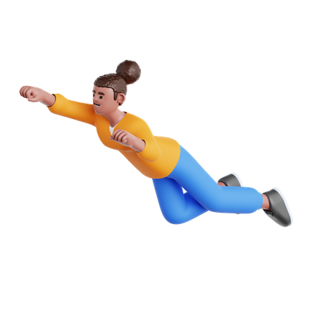 Frau fliegen Pose  3D Illustration