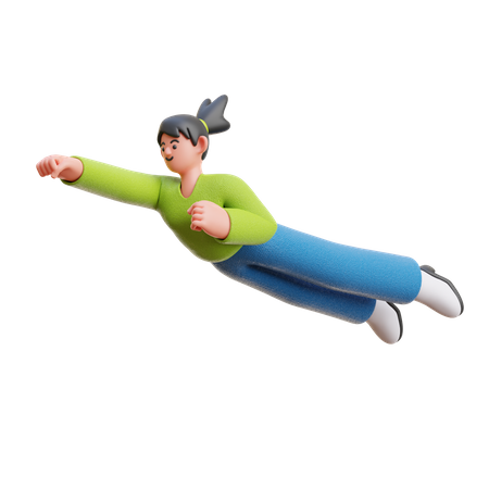 Frau fliegt in der Luft  3D Illustration