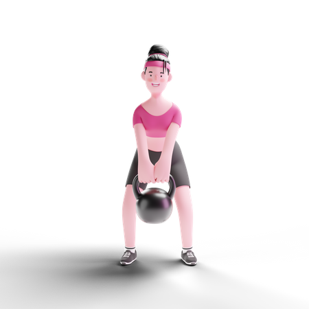 Frau Gewichtheben  3D Illustration
