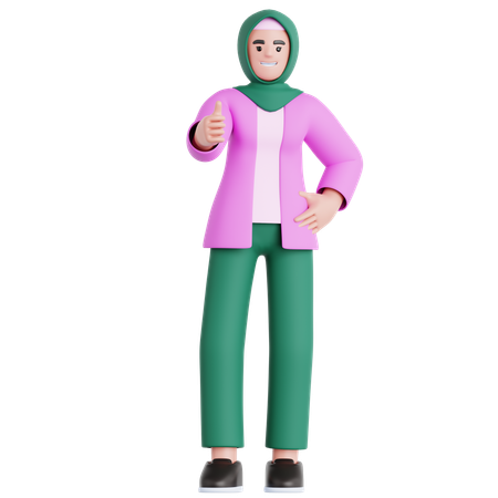 Frau gibt Daumen hoch  3D Illustration