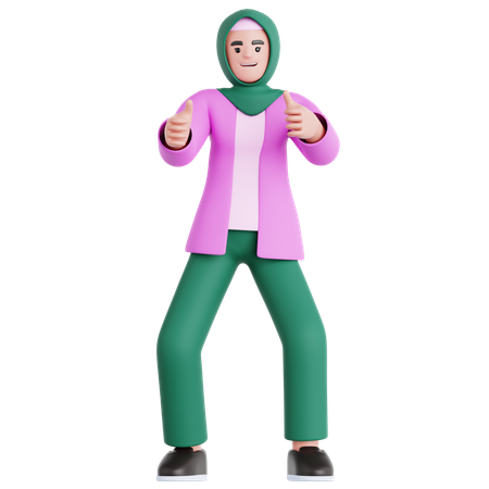 Frau gibt zwei Daumen hoch  3D Illustration