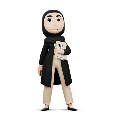 Frau mit Office-Dateien  3D Illustration