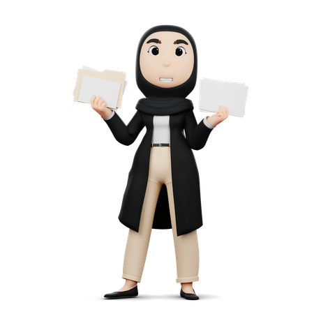 Frau mit Bürodokumenten  3D Illustration