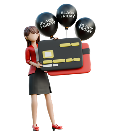 Frau mit einer Geschenkkarte  3D Illustration