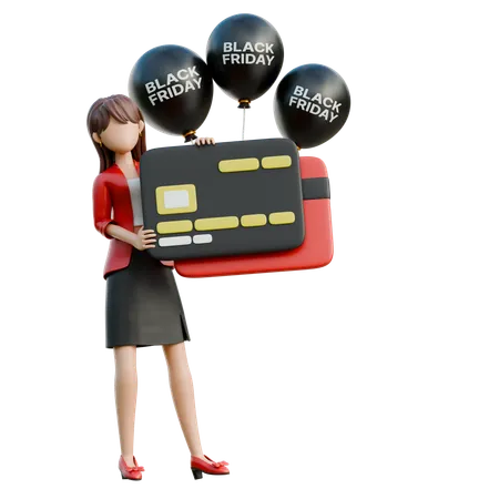 Frau mit einer Geschenkkarte  3D Illustration