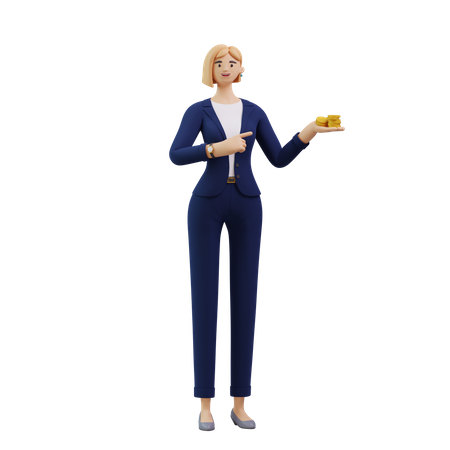 Frau hält Geld  3D Illustration