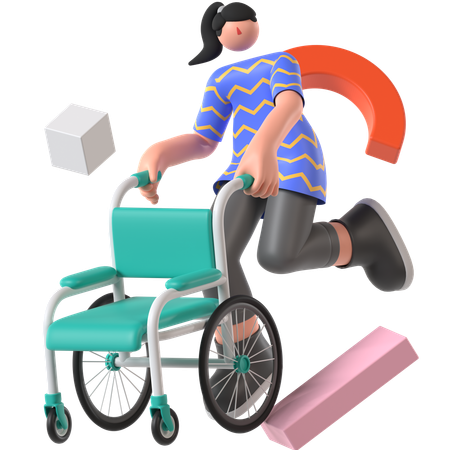 Frau mit Rollstuhl  3D Illustration