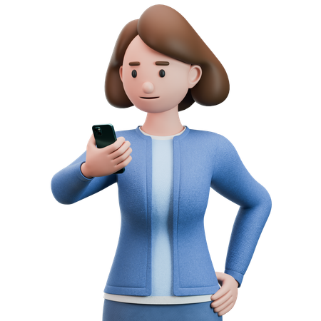 Frau mit Smartphone  3D Illustration