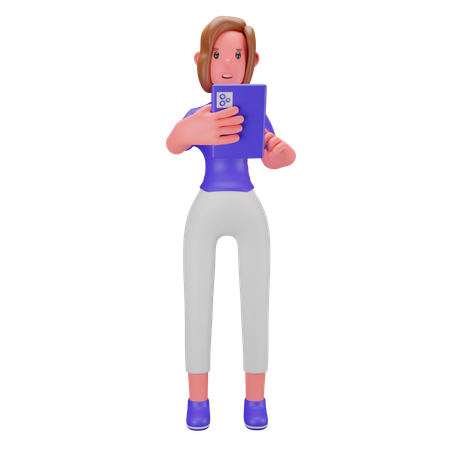 Frauenhände halten ein Tablet  3D Illustration