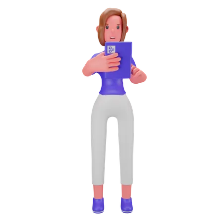 Frauenhände halten ein Tablet  3D Illustration