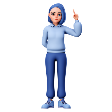 Frau hebt einen Finger  3D Illustration