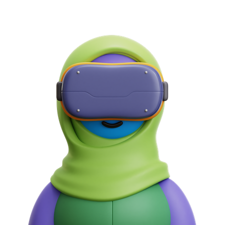 Frau Hijab mit VR-Brille  3D Icon