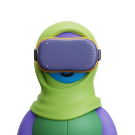 Frau Hijab mit VR-Brille  3D Icon