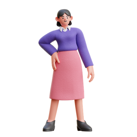 Frau in cooler Pose  3D Illustration