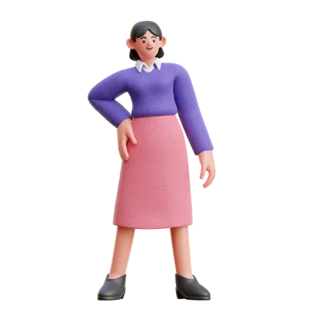 Frau in cooler Pose  3D Illustration