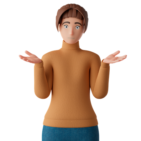 Frau in einer verwirrten Pose  3D Illustration