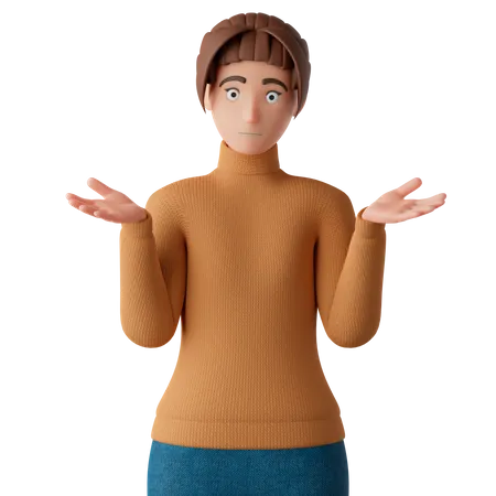 Frau in einer verwirrten Pose  3D Illustration