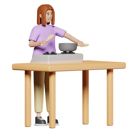 Frau beim Kochen  3D Illustration