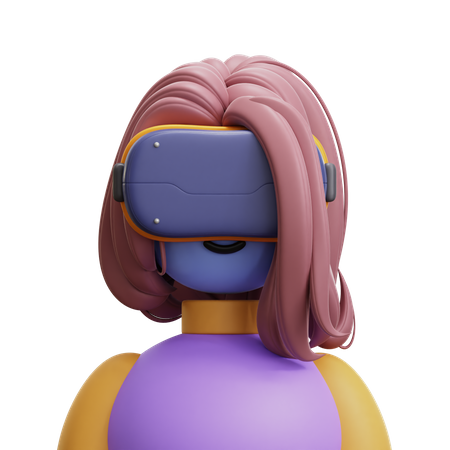 Frau mit langen Haaren und VR-Brille  3D Icon