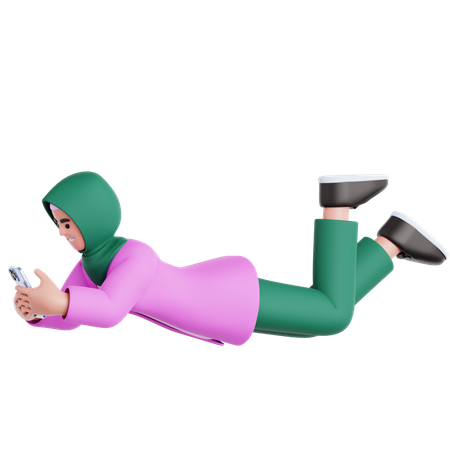 Frau liegt und telefoniert  3D Illustration