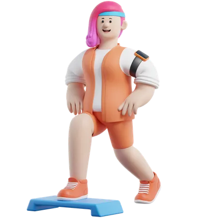 Frau macht Aerobic  3D Illustration